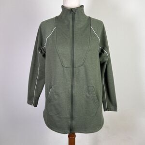 Title Nine Fleece Zip Up Jacket Women's Small Green Soft Olive‎ Athletic Running